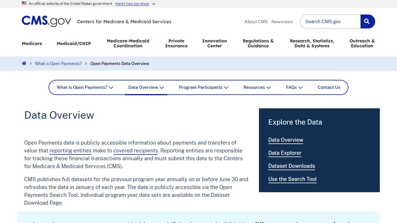 Open Payments Data Overview | CMS
