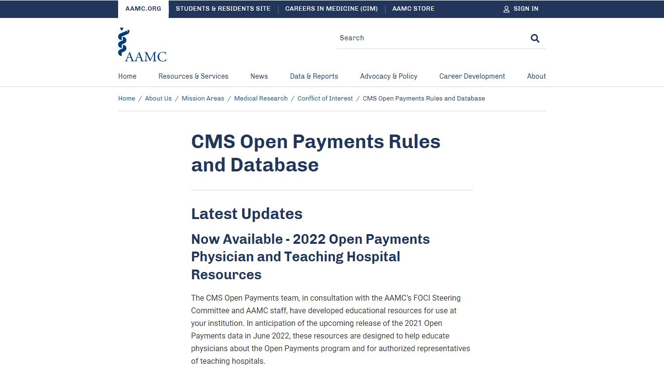 CMS Open Payments Rules and Database | AAMC